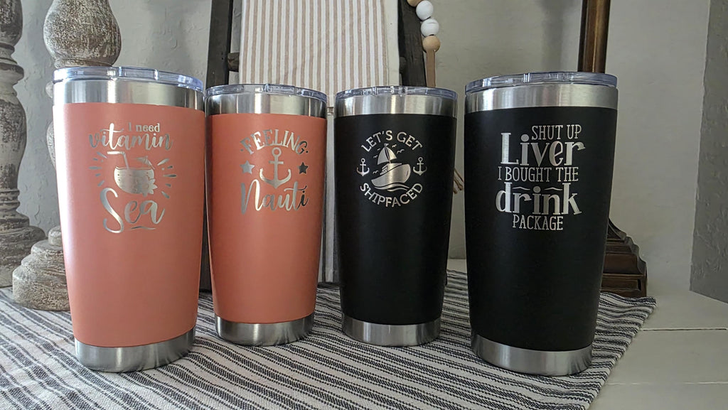 Laser Engraved 20oz Tumbler, Personalized for Gifts, Cruises, Events or Any Occasion