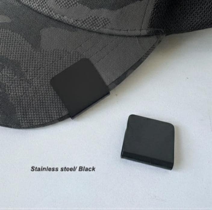 Black Stainless Steel Hat Brim Clips, Laser Engravable (10 Pack)
